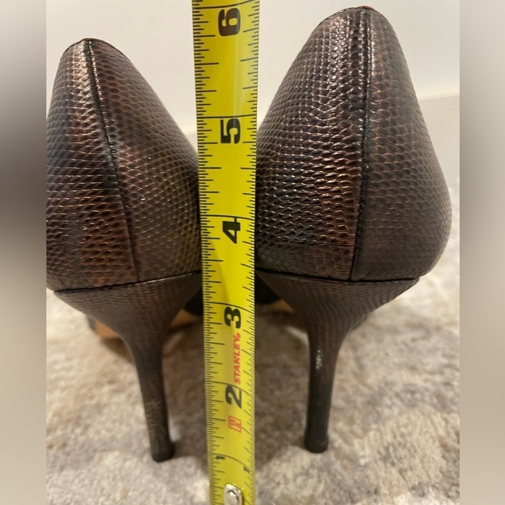 Amalfi Heels Bronze Made In Italy Leather Shoes Bow Detail Size 9B - Picture 12 of 15